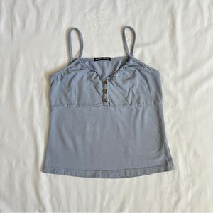 Brandy Melville Tiffany Tank Top | Light Blue Button Picot Trim Camisole Size OS
